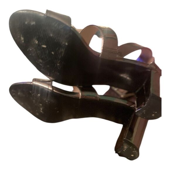 Nine 9 West Pewter Metallic Heeled Sandals Size 6.5 EUC - Picture 5 of 5